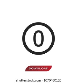Number zero vector icon