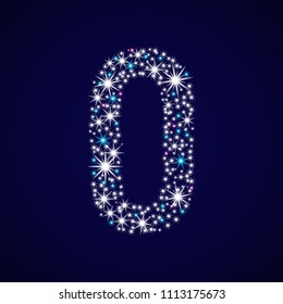 Number zero. Vector illustration. Age 0 years Shiny stars