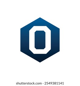 Number zero vector logo symbol in the dark blue hexagonal on white background. Vector template for your design