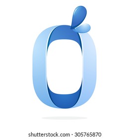 Number zero with water waves and drops. Vector design template elements for your application or corporate identity.