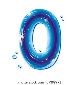 number zero, with water written numeral, Vector Illustration