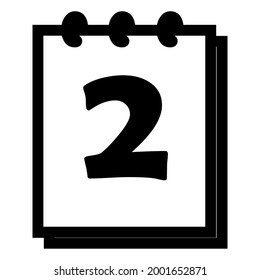 Number2 - calendar flipping datetime day month  simple flat vector illustration application app logo icon