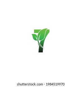 Number7  with green leafs icon logo design template illustration vector