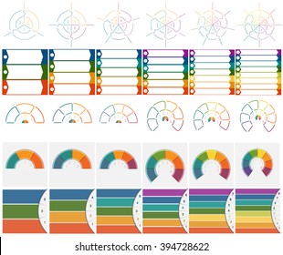 Numbered 30 Templates for Infographics with text area on three, four, five, six, seven and eight position possible to use for work flow, banner, diagram, web design, business projects.Abstract images 