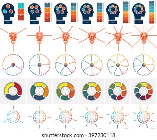 Numbered 30 Templates Infographics with text area on 3, 4, 5, 6, 7,8 positions 