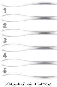 Numbered abstract white banners with shadows. Vector illustration