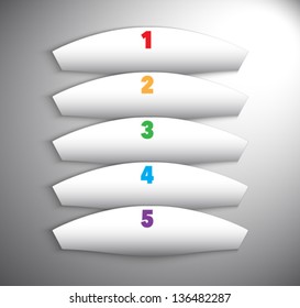 Numbered abstract white banners with shadows. Vector illustration