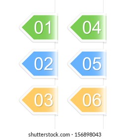 Numbered arrow labels. Vector illustration.