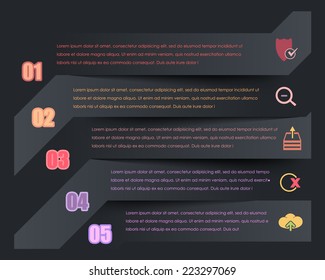 Numbered Banner Dark Paper Style Infographics Template and Web Elements 