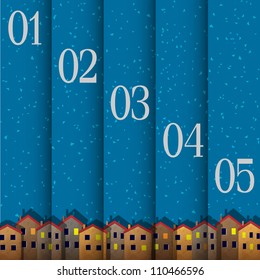 Numbered banners with paper town winter. Vector design template
