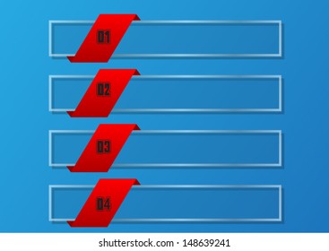 numbered banners red for sample glass