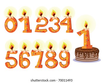 Numbered Birthday Candles and Cake