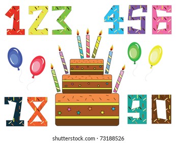 Numbered Birthday Candles and Cake