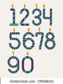Numbered candles design over white  background, vector illustration