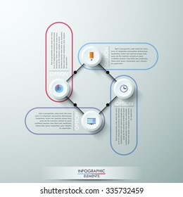 Numbered circles infographic design with white circle buttons. Business concept with four options, parts, steps or processes.