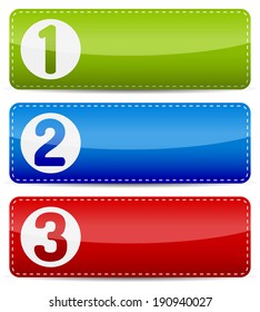 Numbered color step list infographics banner template with shadow on white background.