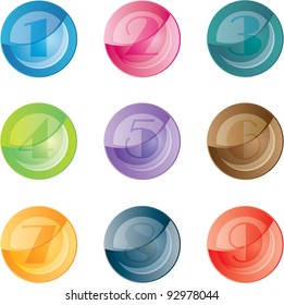 Numbered colored buttons. Vector set icons.