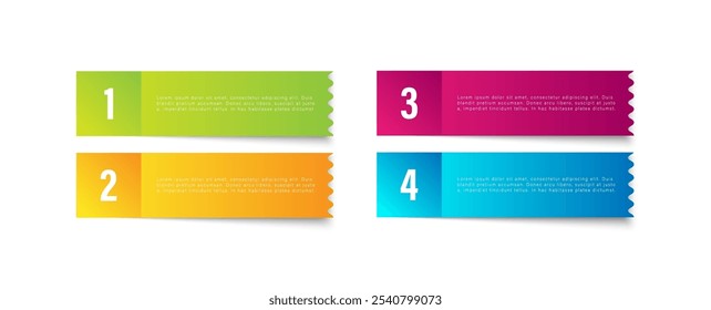 Adesivos coloridos numerados com bordos ondulados. Design de modelo de infográficos de vetor