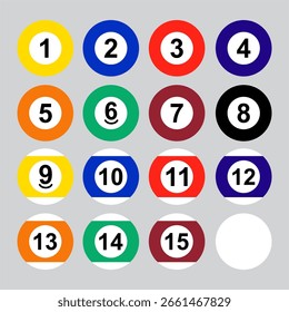 Numbered Colorful Billiard Balls. Vector image