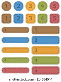Numbered design templates made of leather. Vector illustration