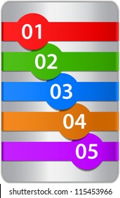 Numbered design templates on metallic background. Vector illustration