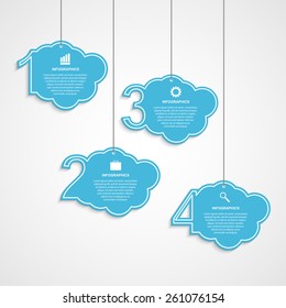 Numbered infographic design template in the form of clouds. Vector Illustration.