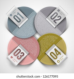 Numbered infographics round paper labels - vector illustration