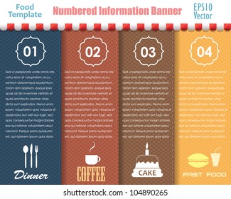 Numbered Information Food Template Banner Vintage Pattern Vector Design