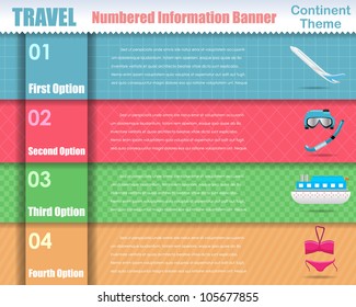 Numbered Information Travel Summer Template Banner Vintage Pattern Vector Design