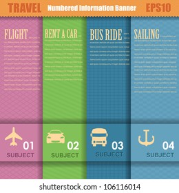 Numbered Information Travel Template Banner Vintage Pattern Vector Design