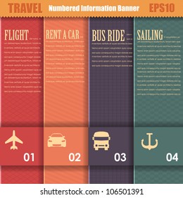 Numbered Information Travel Template Banner Vintage Pattern Vector Design