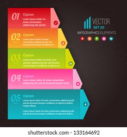 Numbered list of the five colorful elements with additional icons