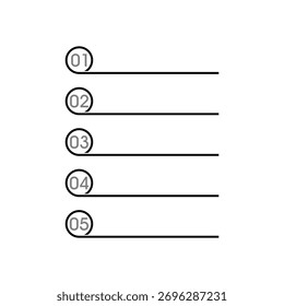 Numbered list icon isolated on white background