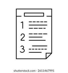 numbered list line icon vector. numbered list sign. isolated contour symbol black illustration