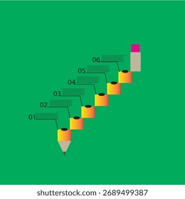 "Infografik mit nummerierten Bleistiftschritten"
"Sechsstufige Pencil Progression"