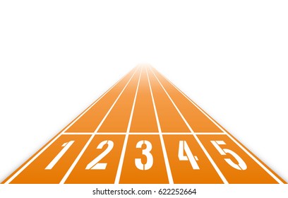 Numbered running track. Starting position