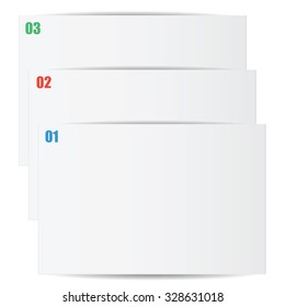 The numbered sheets of paper.Set of white sheets of paper with numbers isolated on white background.Blank white sheet of paper with space for your design