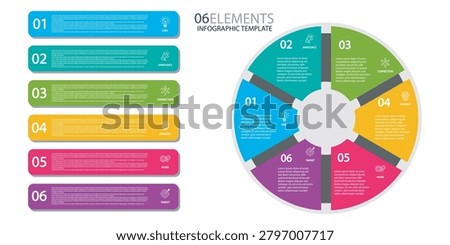Numbered six step list and circular diagram for presentation.