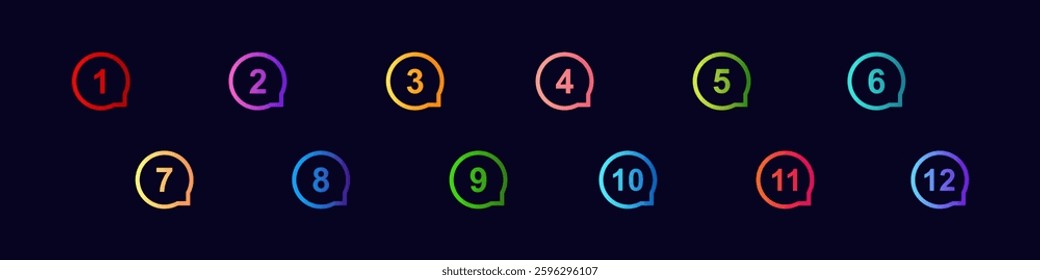 Numbered speech bubbles display various colors and numbers, creating a vivid and bright appearance.