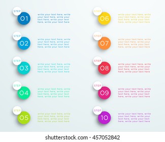 Numbered Steps Infographic 1 to 10