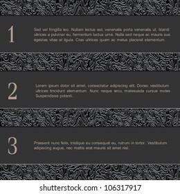 Numbered textured banners. Vector elegant design template