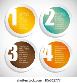 Numbering in colored circles, step by step. vector illustration