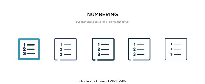 numbering icon in different style vector illustration. two colored and black numbering vector icons designed in filled, outline, line and stroke style can be used for web, mobile, ui