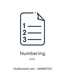 numbering icon from user interface outline collection. Thin line numbering icon isolated on white background.