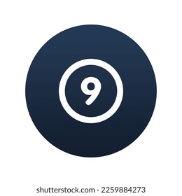 Numeración, icono número nueve, ilustración plana vectorial para interfaz web y móvil, EPS 10