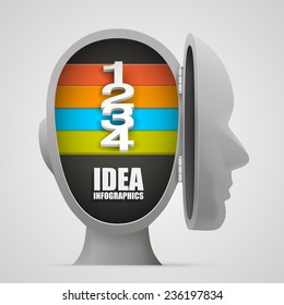 Numbering in the open head. Vector illustration