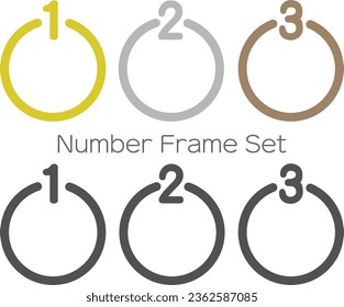 Numbering, simple round frame icon set