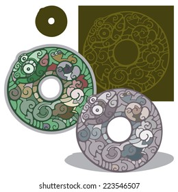 Numbering zero,0. Numbering, figures in the form of fantastic animals. Vector illustration.