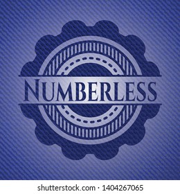 Numberless badge with denim background. Vector Illustration. Detailed.