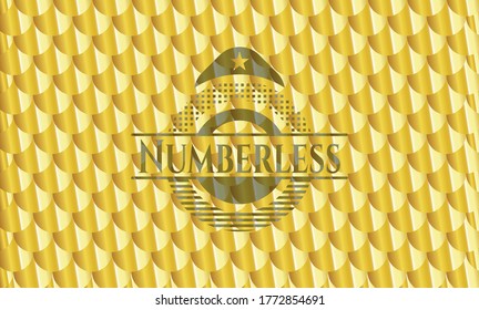 Numberless gold shiny emblem. Scales pattern. Vector Illustration. Detailed. 
